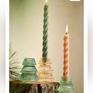 Terrain Luster Festive Glass Tree Candle Holders
